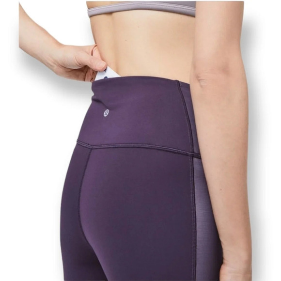 Lululemon Power Lines High Rise 21" Crop Leggings in Cyber Chrome Purple Size 2 - Picture 9 of 15